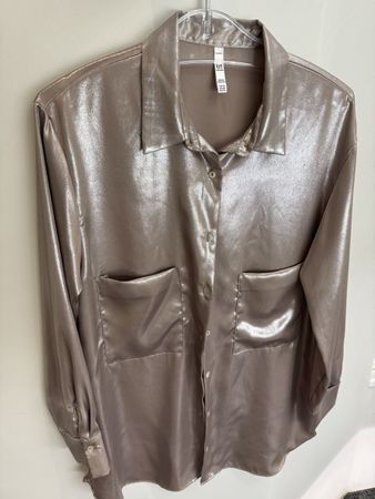 Zara Hemd, Glänzend, Gr. XS, Champagner Silber