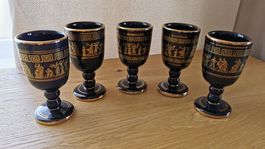 5x Kelche/Grappagläser Antik Design 24k Gold Rhodos 14cm