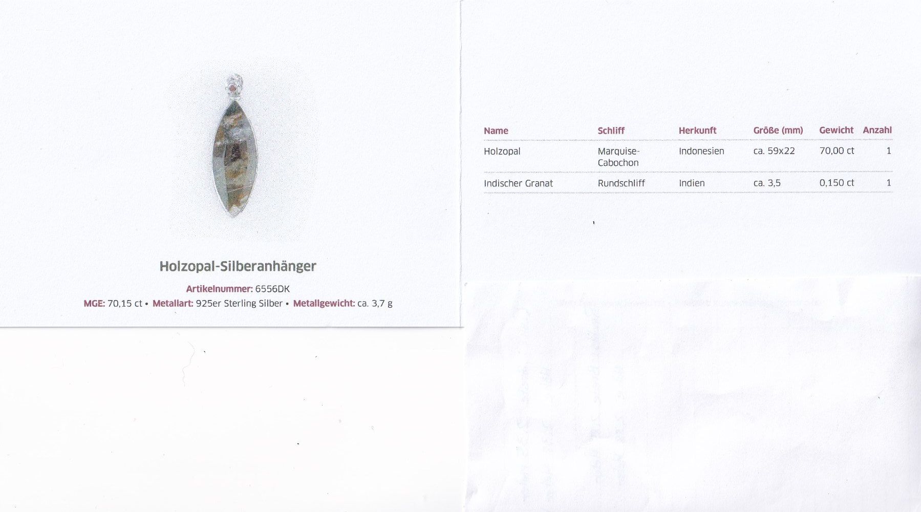 Anhänger: Echtschmuck: Holzopal-Silberanhänger – Neu (gemäss Beschreibung) aus Zuchwil von maumauchi 1