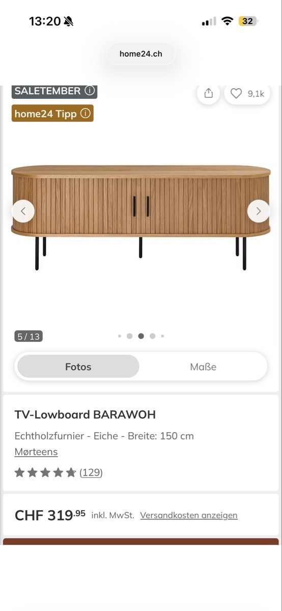 Meubles TV: TV-Lowboard BARAWOH Eiche Echtholzfurnier – D'occasion à Liebefeld par zoe_65s9