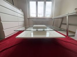 Couchtisch Weiss Hochglanz mit Glasplatte