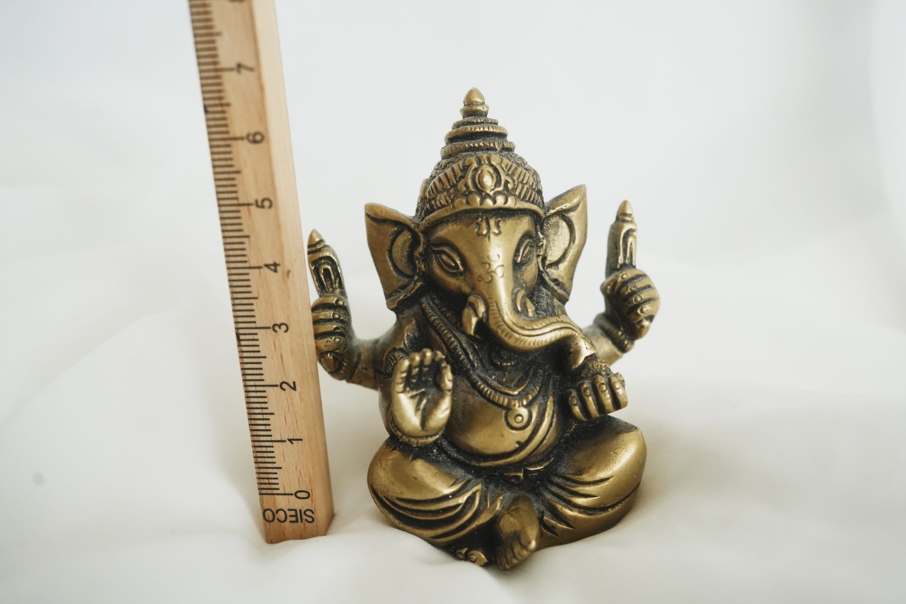 Statuette: Ganesha Figur Messing Bronze Indien Statue sitzend 7 cm – Usato da Volketswil venduto da HeredisAntiques 5