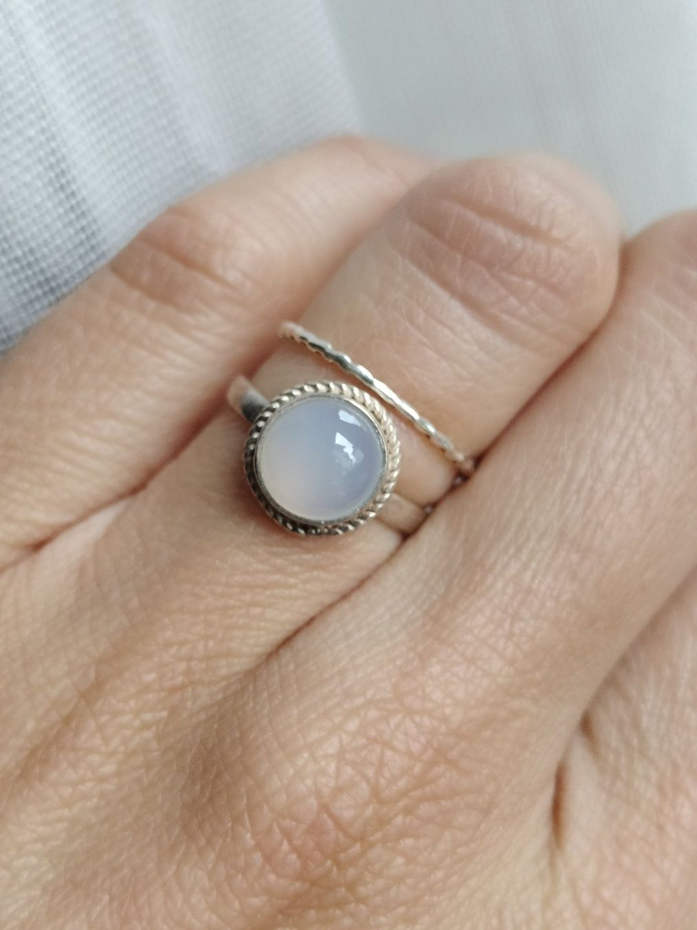 Ringe: Silber 925 Ringset mit Milky Chalcedony – Neu (gemäss Beschreibung) aus Schwyz von els_7cys 3
