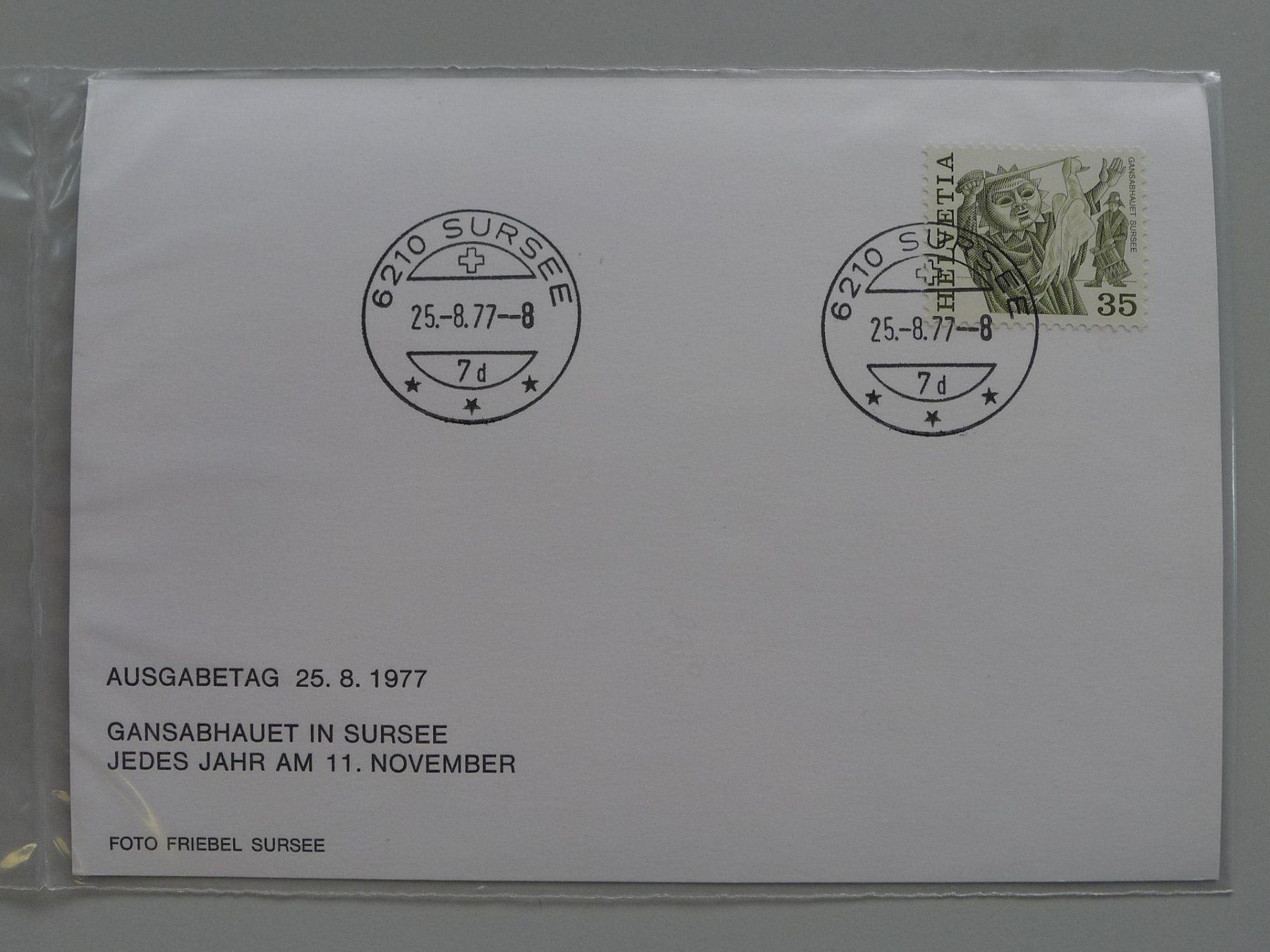 Tutti i francobolli: 1977, SURSEE Gansabhauet, verschiedene Postkarten – Usato da Sursee venduto da Luzernerraute 2