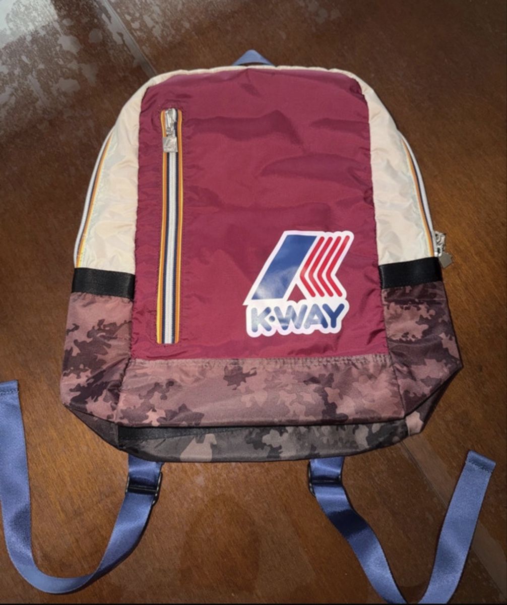 Zaini: K-Way mehrfarbiger Nylon-Rucksack – Usato da Roveredo GR venduto da caru88
