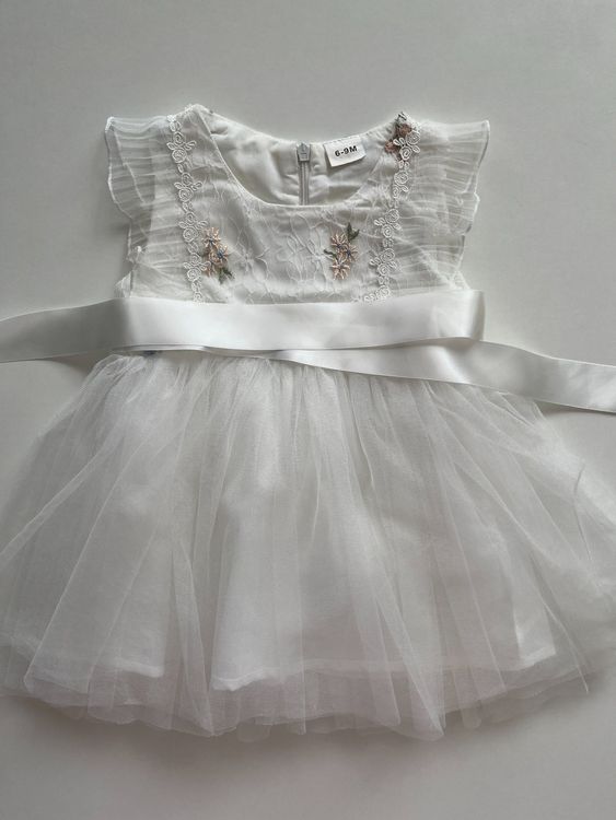 Abito Elegante Cerimonia Battesimo Con Pizzo Bianco Neonata Les Pet Enfants Azzurra - Foto 5