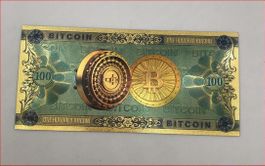 Bitcoin Banknote echt vergoldet (100 BC) Gratis Lieferung!