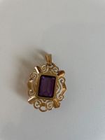 18 Karat Gold Anhänger mit Amethyst, Vintage Stil, Rarität!