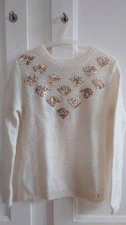 Pull blanc doré maille en laine Des petits hauts taille 2/M