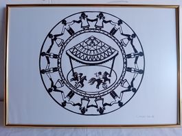 Orginal Scherenschnitt von L.Heeb 1984 eingerahmt