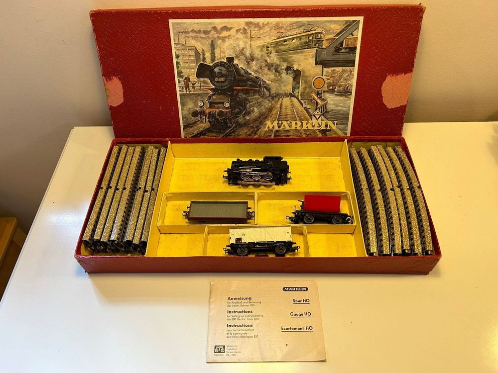 MÄRKLIN 3200 HO Coffret Db Train Marchandises Loco Vapeur 030 3 Wagons