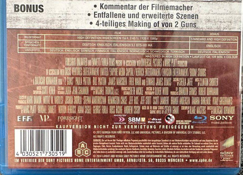 Tutti i DVDs: 2 Guns - Action Blu-ray Top Zustand – Usato da Beringen venduto da Mantafisch1 2