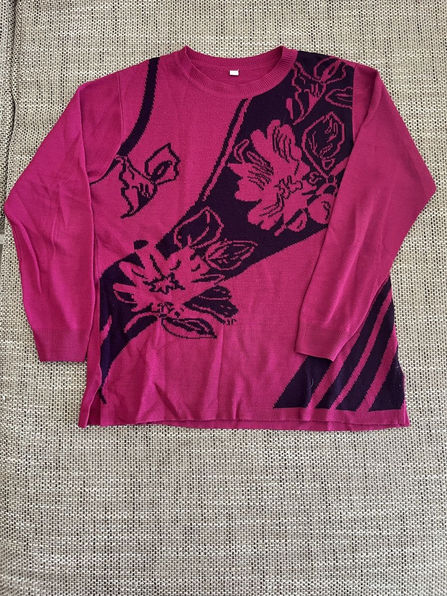 Pulls & Sweat-shirts: Pinker Strickpullover mit Blumenmuster Damen Gr. M – D'occasion à Kleinandelfingen par fam_x5rv