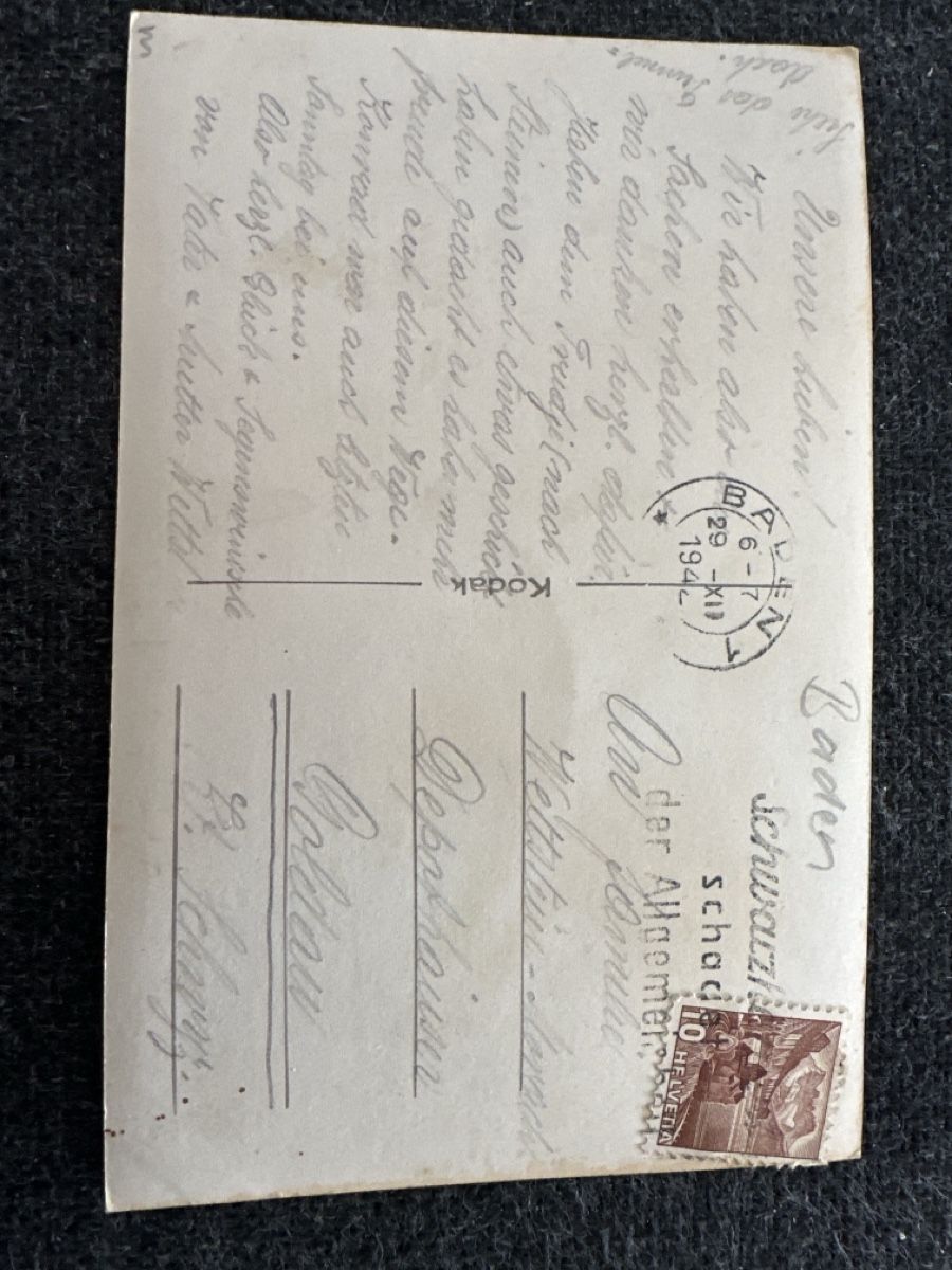 Ansichtskarten: Bonstetten Baden 1942 – Gebraucht aus Wettingen von Phibras 1
