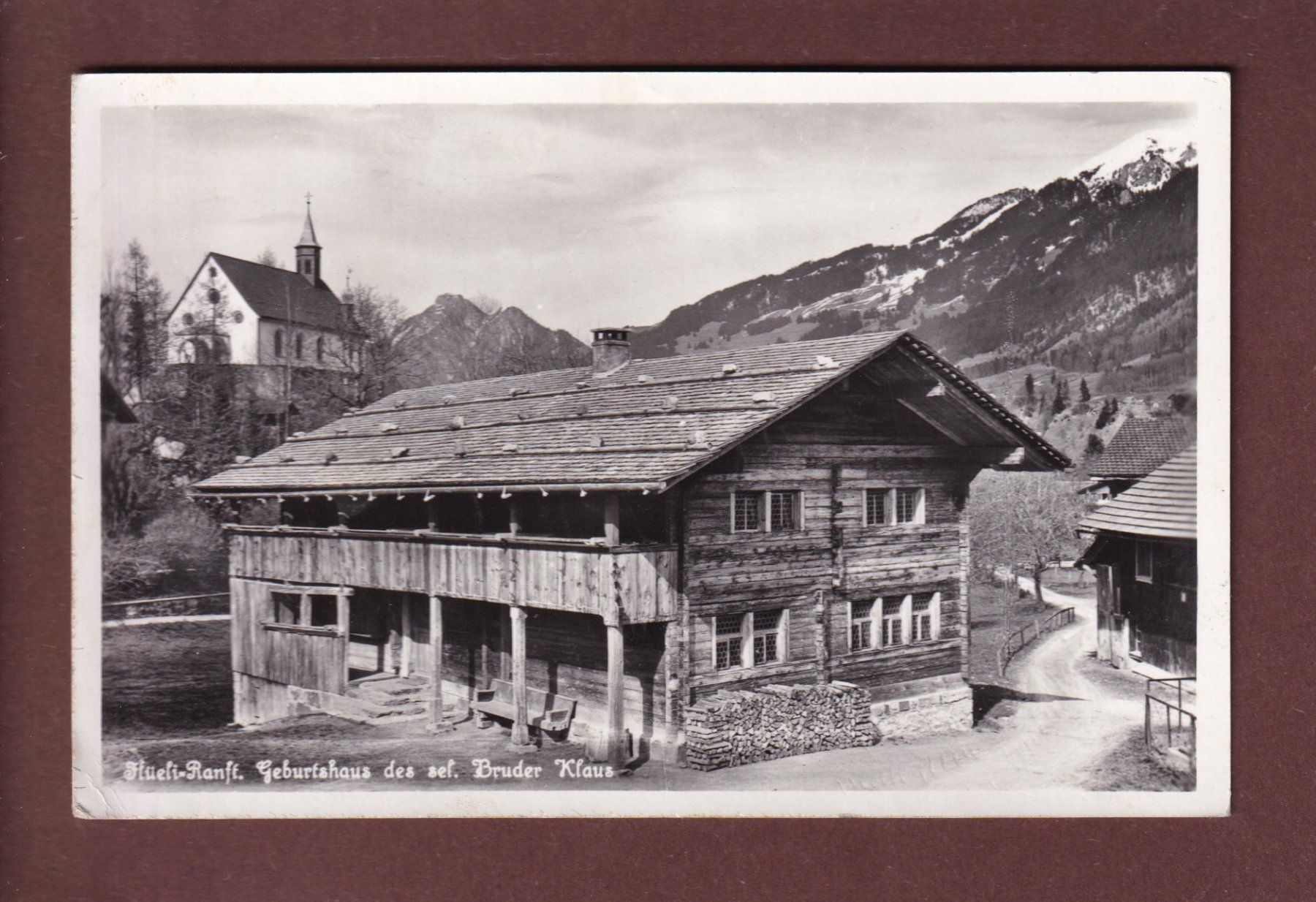 Cartoline postali: FLÜELI-RANFT - Geburtshaus Bruder Klaus - Feldpost – Usato da Pully venduto da nicecards