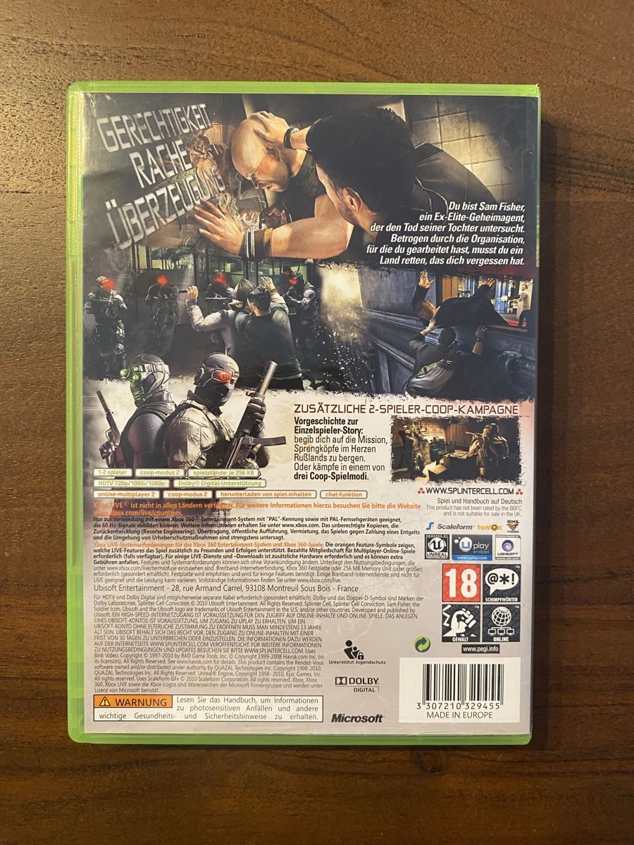 Microsoft Giochi: Tom Clancy's Splinter Cell Conviction für Xbox 360 – Usato da Thunstetten venduto da Virus_33 2