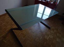 Bureau plateau verre dépoli