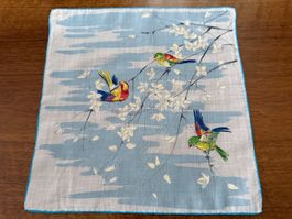 Taschentuch Vögel blau mit Himmelmuster guter Zustand