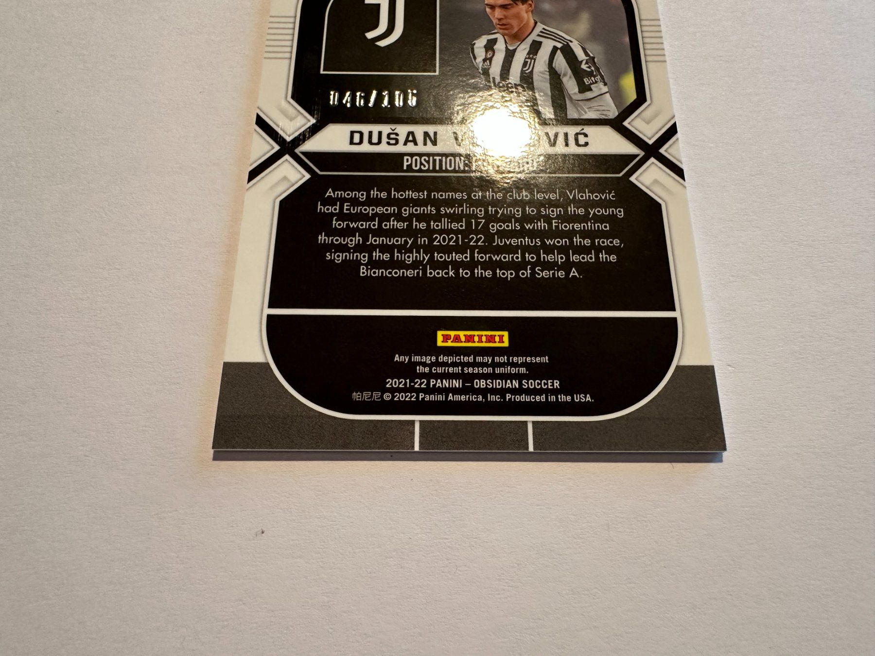 Panini Sammelbilder & Trading cards: Dusan Vlahovic 2021 Panini Obsidian 046/105 – Gebraucht aus Hagendorn von Pokecollectorch 5