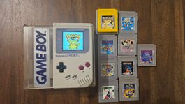 Gameboy Classic mit Licht + 9 Spiele & Box (Pokémon)