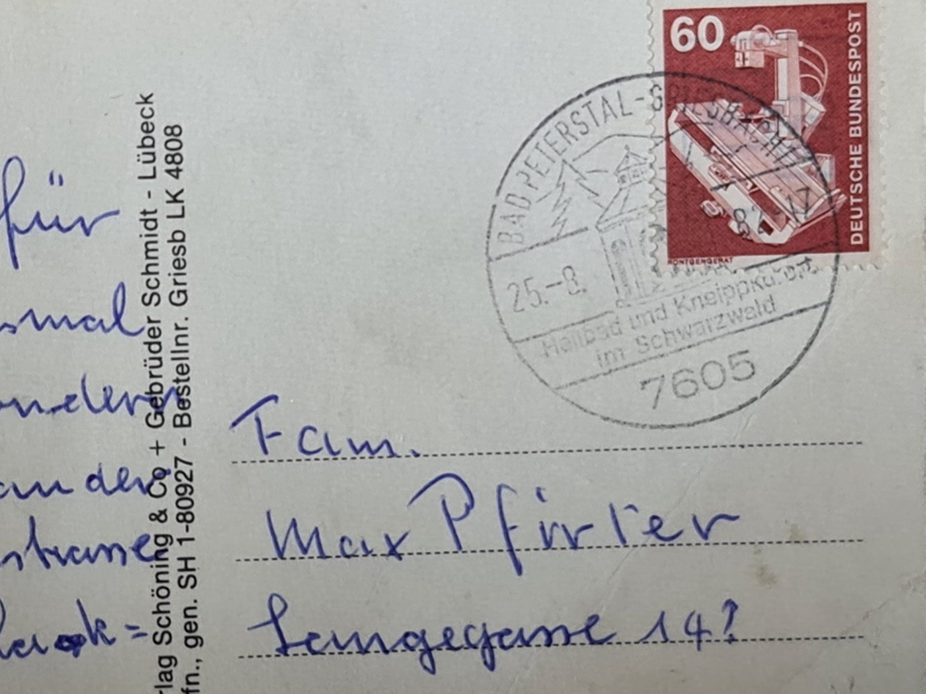 Ansichtskarten: Ansichtskarte Bad Griesbach Deutschland 1982 – Gebraucht aus Dintikon von Vexi 1