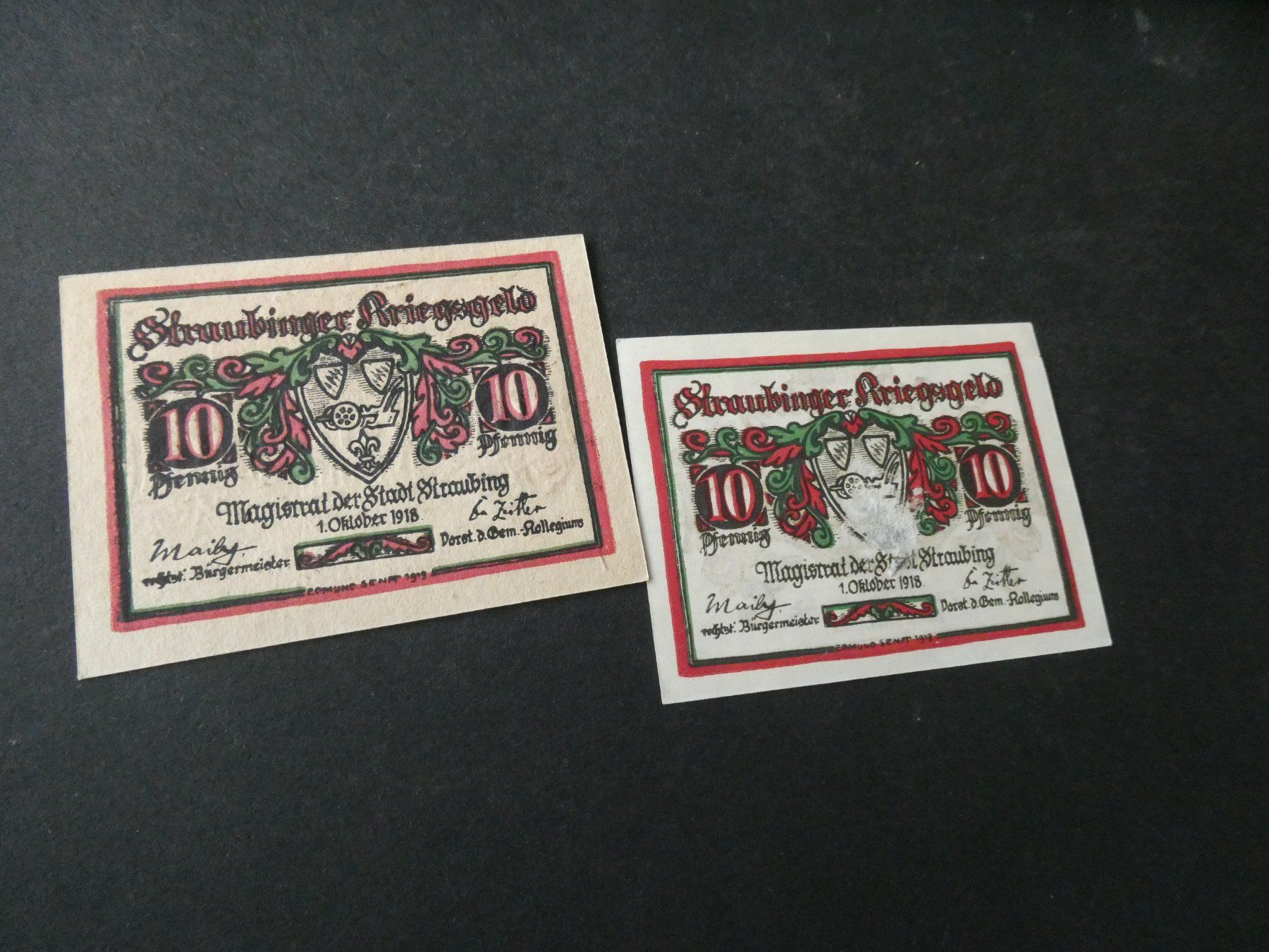 Banknoten: Dt. Reich, Straubing - 2 Notgeldscheine – Gebraucht aus Hinterforst von Rohusri 1