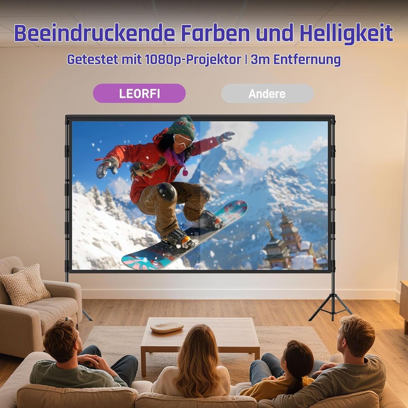 Heimkino: Beamer Leinwand 100 Zoll mit Stativ Outdoor Projektorleinwan – Neu und originalverpackt aus Schaffhausen von che_p9xl 1