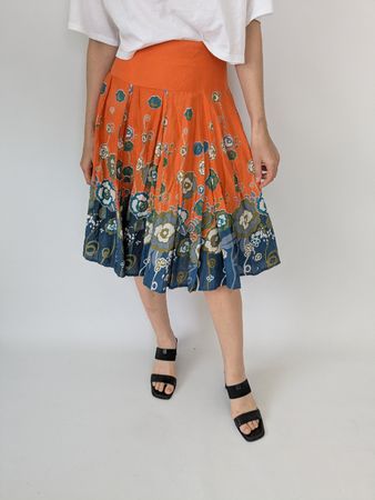 Rock orange-blau floral Grösse S 