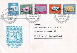 1961, Pro Patria Nr. B103-107, illustrierter FDC nach Köln.