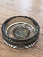 Schwere Rauchglas Schale signiert Holmegaard Stil