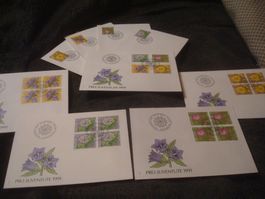 PJ 1991 FDC Serie einzeln u 4er