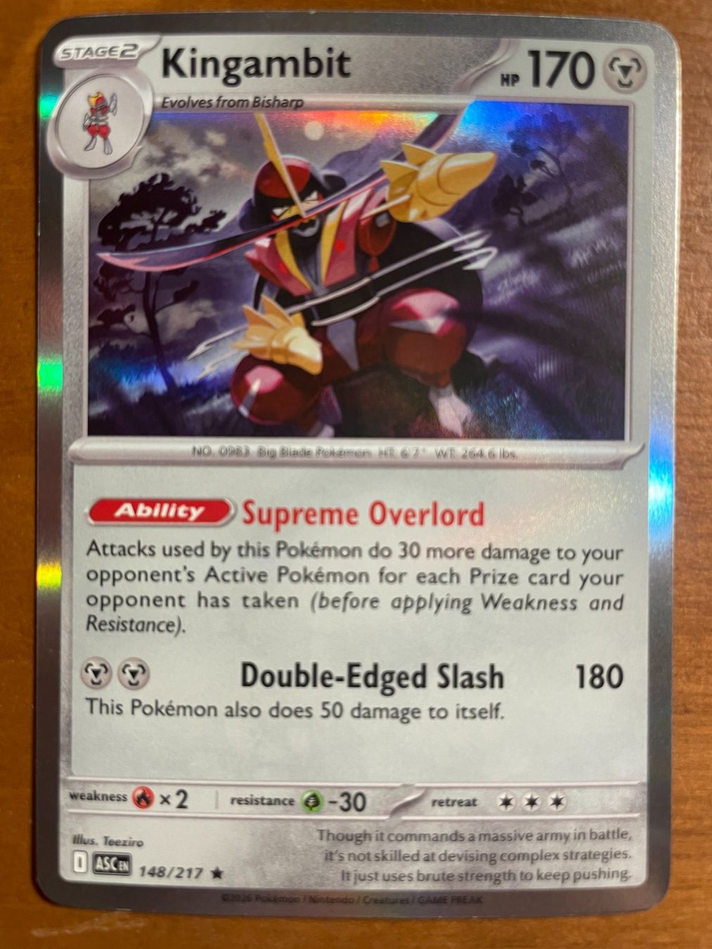 Pokémon Carte collezionabili: Pokemon Kingambit Holo (Versand gratis) – Nuovo (secondo la descrizione) da Chur venduto da Angerson