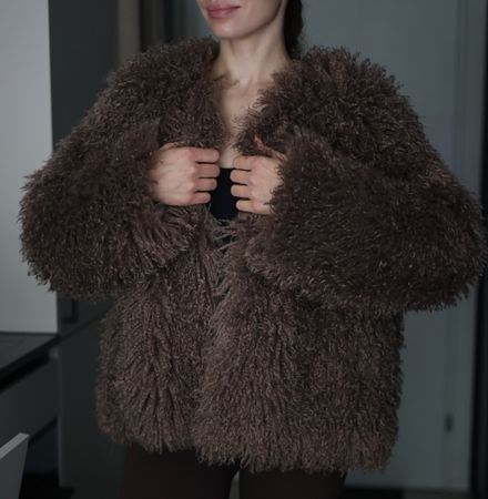 Kuschelige Kunstfell-Jacke / Faux Fur Jacke (Gr. L / M-L)