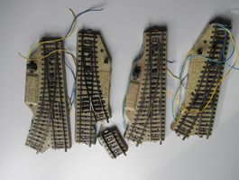 4 x Elektromagnetische Weichen von Märklin.