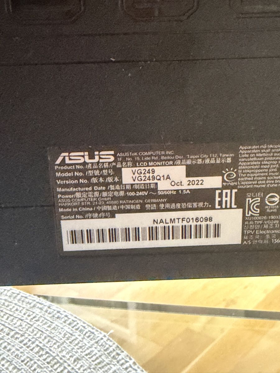Asus Monitor: Monitor Asus TUF Gaming VG249Q1A – Nuovo (secondo la descrizione) da Zürich venduto da tru_2kn5 4