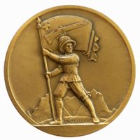 Medaillen Schwyz 1950 Jubiläumsschiessen Schützen im Etui