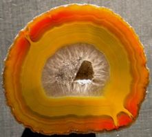SEHR SCHÖNE GELB / ROTE ACHAT GEODE,-PERFEKT POLIERT,-CHINA