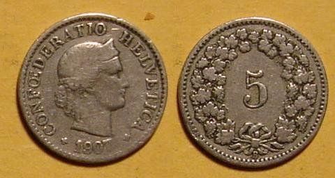 Tutti le monete: 5 Rappen 1907 – Usato da Allschwil venduto da Coinfreak