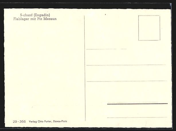 Cartoline postali: S-chanf /Engadin, Flablager mit Piz Meza – Usato da Berlin venduto da bartko-reher 1
