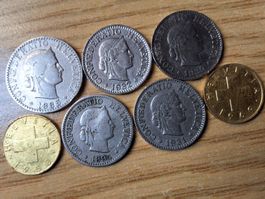1, 10, 20 Rappen 1885/1969 - Lot 7 Stück!