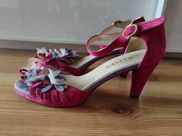 Sandaletten pink - violett mit Blumen (Kollflex) 39