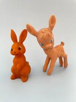 2x Vintage Quietschfigur Reh Bambi & Hase Klopfer Goebel