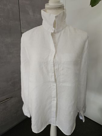 Damenbluse MNG weiss Leinen Langarm Grösse L