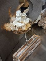 Weihnachtsdeko mit Engel, auf Holzsockel Handarbeit