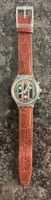Swatch Chronograph Uhr mit braunem Lederarmband