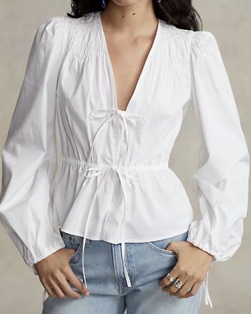 Ralph Lauren Bluse - Gesmoktes Schößchentop mit Tunnelzug