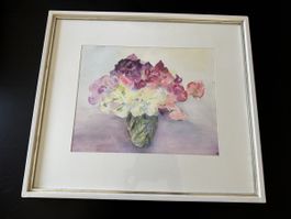 Max Staub: Aquarell Blumenbild, gerahmt, signiert MS