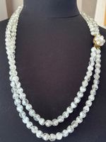 Collier deux rangs perles de verre facettées fermoir doré