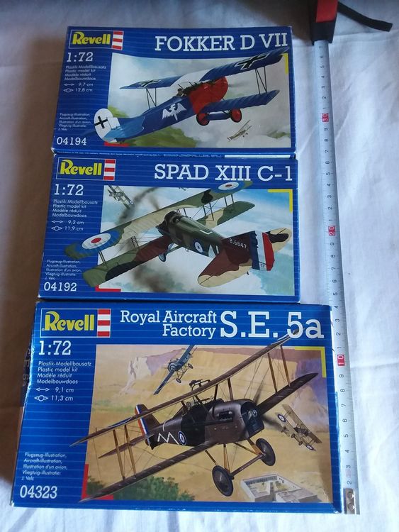 3x Revell Flugzeugmodellbausätze 1 WK Fokker, Spad S.E.5a (Gebraucht ...