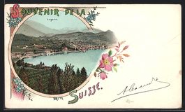 Litho Lugano, Stadtansicht mit See und B